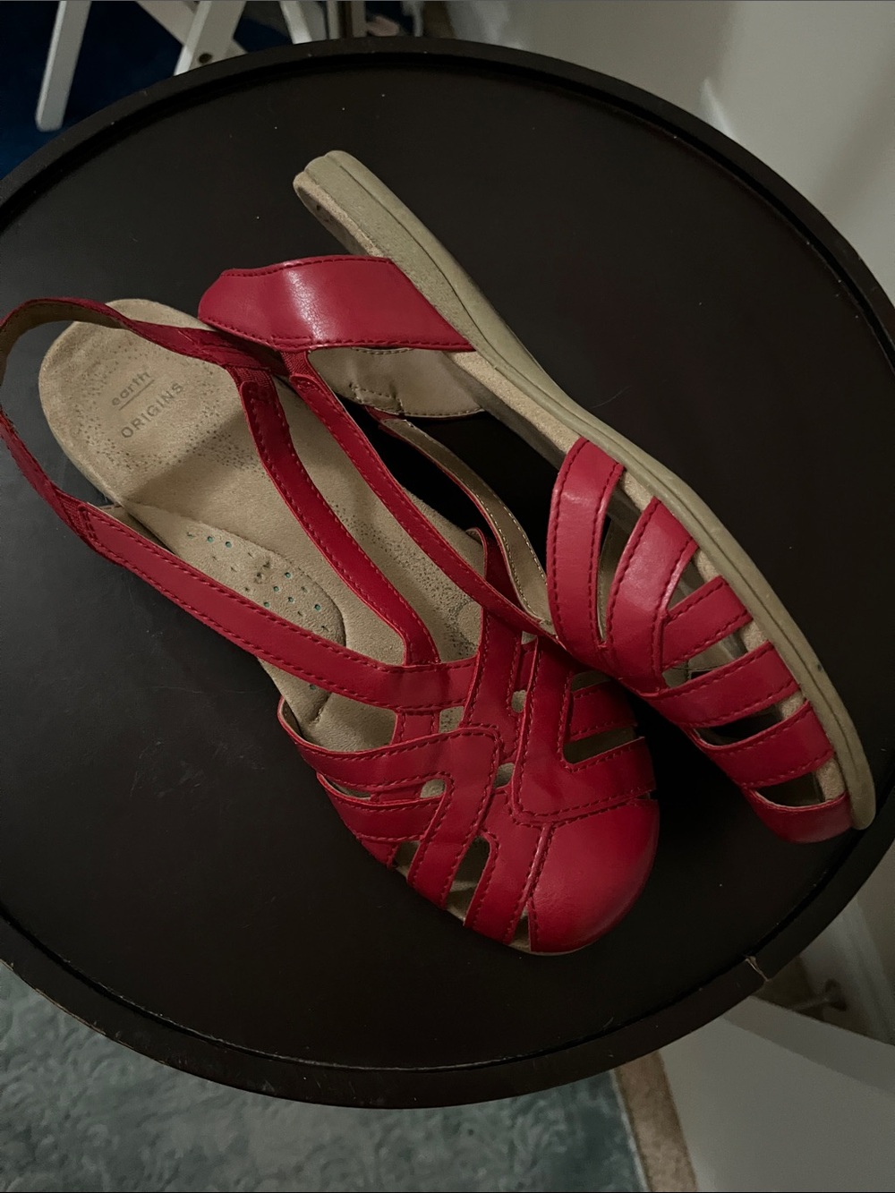 Earth Origins Red Woven Leather Slingback Sandals - Picture 2 of 2
